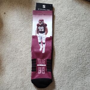 Strideline Men's Chase Young Maroon and Black Socks